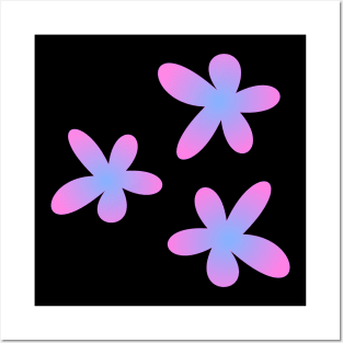 Beautiful pink blue floral pattern Posters and Art